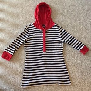 Sweet Life Black and White Striped Hoodie Shirt